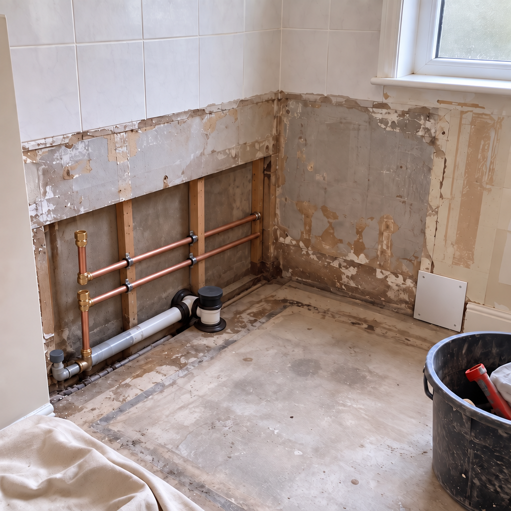 Bath removal and pipework isolation for a bathroom renovation
