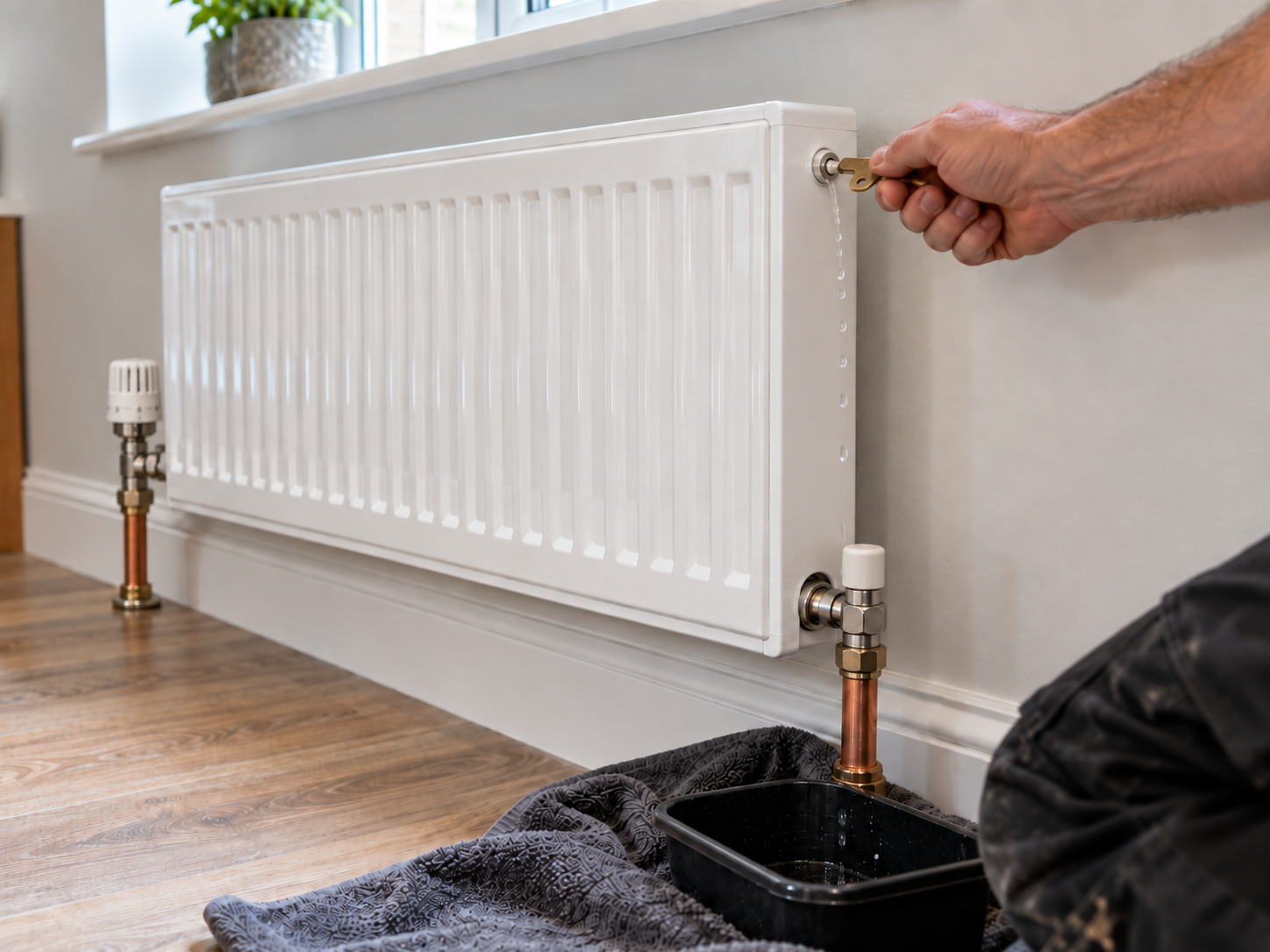 Five radiator installation and full central heating system refill